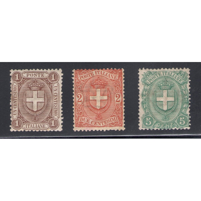 1896-97 Italia - Regno, n° 65/67 Stemma di Savoia 3 val MNH ** OTTIMA QUALITA'