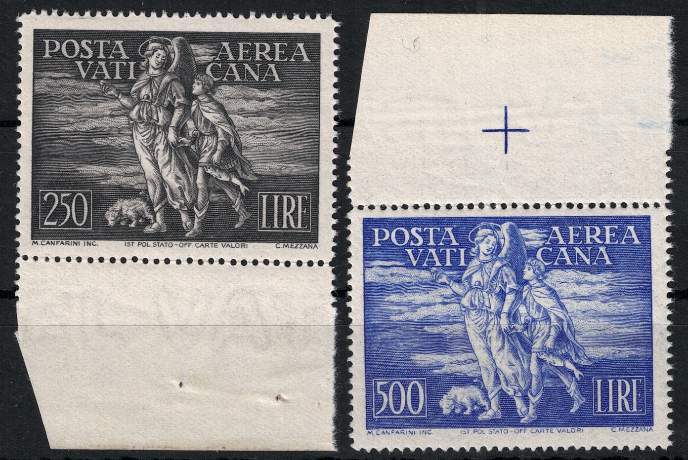 17-18 bordo alto 1948 Vaticano, Posta Aerea Tobia n. 16/17, 2 valori MNH** - immagine 1