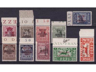 1943 EGEO Occupazione Tedesca, n° 118/125 + Ex. 3/4 serie di 10 valori MNH/** Certificato Biondi
