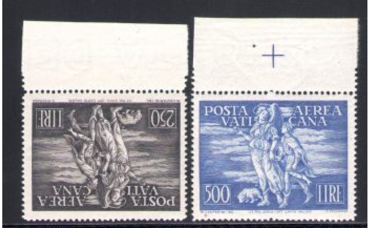 1948 Vaticano Posta Aerea Tobia n° 16/17 2 valori ** MNH CENTRATI Bordo Alto Certificato di Garanzia Filatelia De Simoni