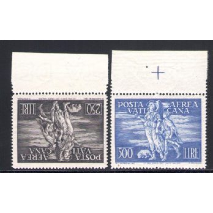 1948 Vaticano Posta Aerea Tobia n° 16/17 2 valori ** MNH CENTRATI Bordo Alto Certificato di Garanzia Filatelia De Simoni