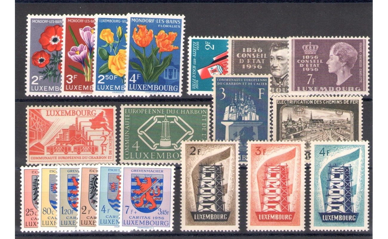 1956 Lussemburgo  - Annata Completa -  12 valori n° 506/517 MNH**