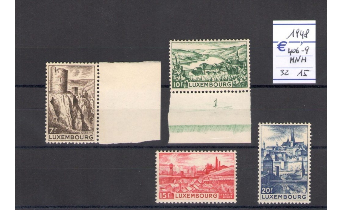 1948 Lussemburgo   " Paesaggi Serie Ordinaria " 4 valori n° 406-409 MNH**