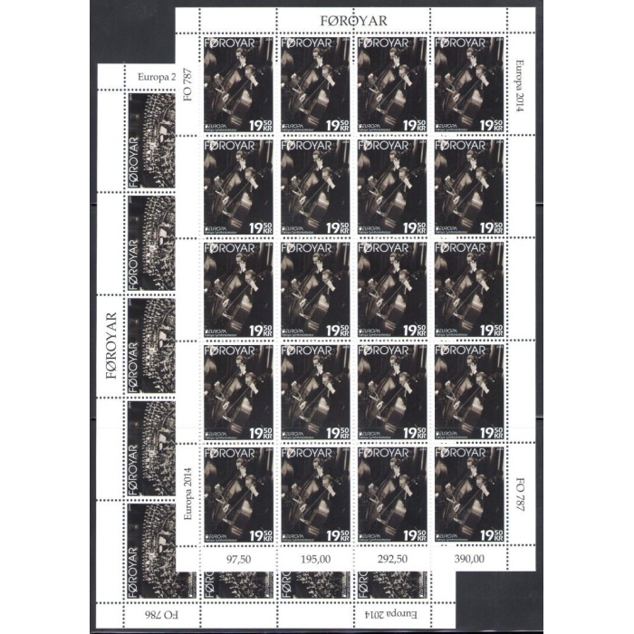 2014 EUROPA CEPT Faroer   2 Minifogli di 20 val  "Strumenti Musicali"   MNH**