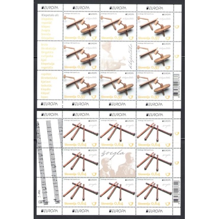 2014 EUROPA CEPT Slovenia,  2 Minifogli di 10 val  "Strumenti Musicali"   MNH**