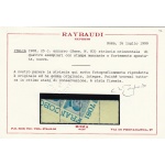 1908 Regno di Italia  - n° 83mb+ma  25 c. azzurro  MNH/**  RARISSIMA E SPLENDIDA VARIETA' Certificato Raybaudi - immagine 3
