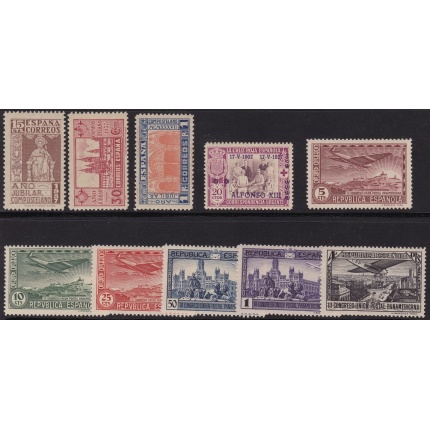 1927-37 SPAGNA/ESPANA/SPAIN,  n° 328 + PA 89/94 + 593/595 10 val. MLH/*
