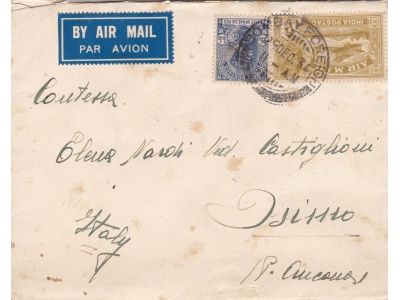 1934 INDIA, Lettera di Posta Aerea da Bombay ad Osimo - affrancata con i francobolli di George V°