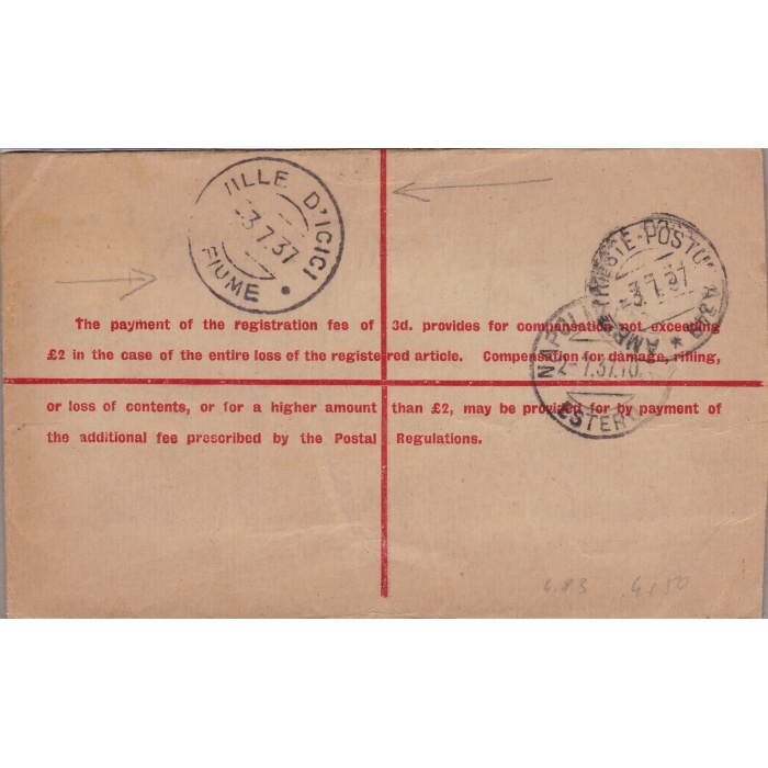 1936 AUSTRALIA - 5d. brown Raccomandata Posta Aerea diretta in Grecia, interessante affrancatura