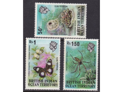 1973 BIOT / BRITISH INDIAN OCEAN TERRITORY / OCEAN INDIEN - Yv. 54/56 serie di 3  MNH/**