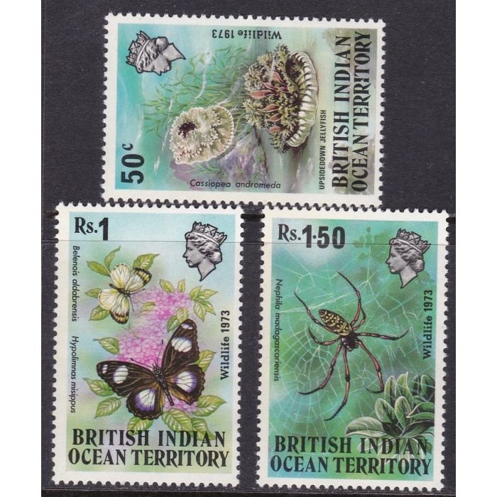 1973 BIOT / BRITISH INDIAN OCEAN TERRITORY / OCEAN INDIEN - Yv. 54/56 serie di 3  MNH/**