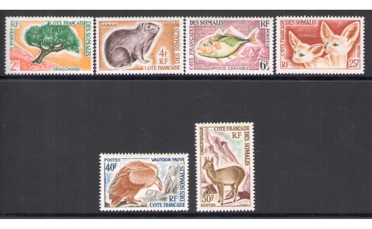 1962 COTE DES SOMALIS - Yvert n. 305-310 - Animali - 5 valori - MNH**