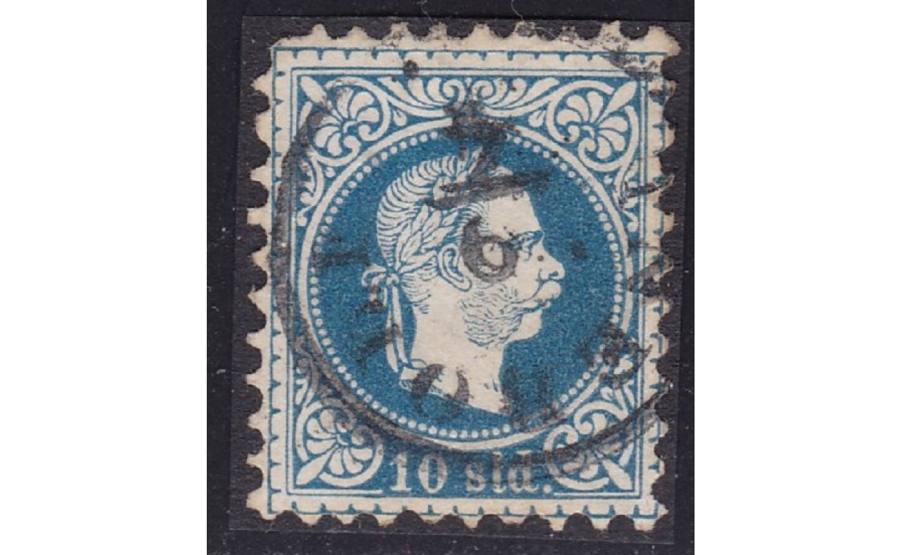 1867 LEVANTE AUSTRIACO, n° 4 10 soldi blu con il RARO ANNULLAMENTO INEBOLI Punti 12