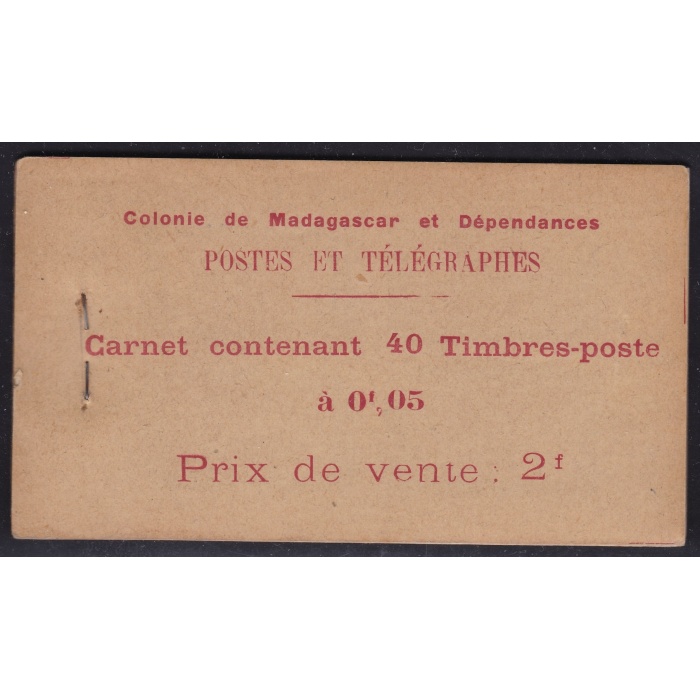 1922 MADAGASCAR -  Libretto/Carnet/Booklet N° 4 5c. noir et rouge MNH/** RARO