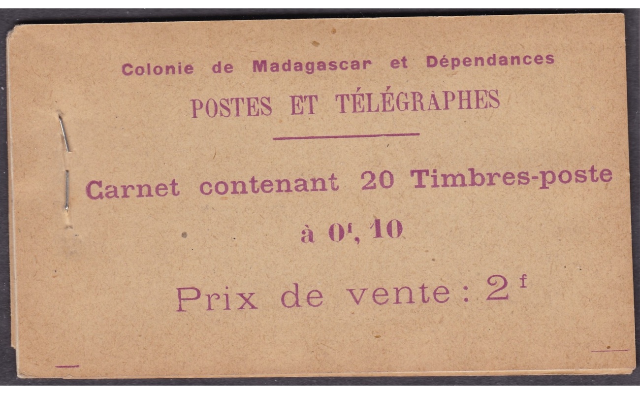 1925 MADAGASCAR -  Libretto/Carnet/Booklet N° 5 10c. brun et violet MNH/** RARO