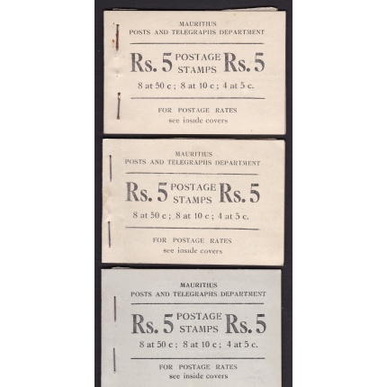 1953/55 MAURITIUS - Booklets/Carnets 5r. SB1-SB2-SB3  MNH/** RARI