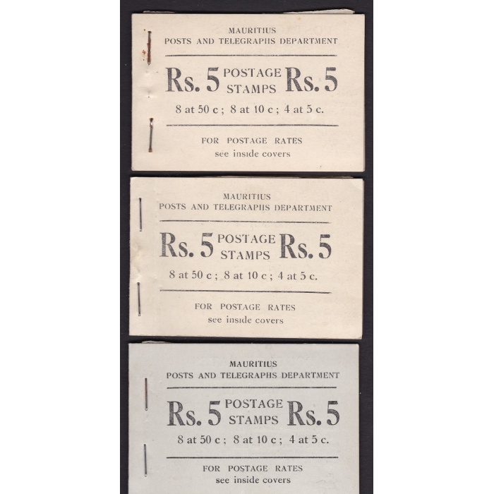 1953/55 MAURITIUS - Booklets/Carnets 5r. SB1-SB2-SB3  MNH/** RARI