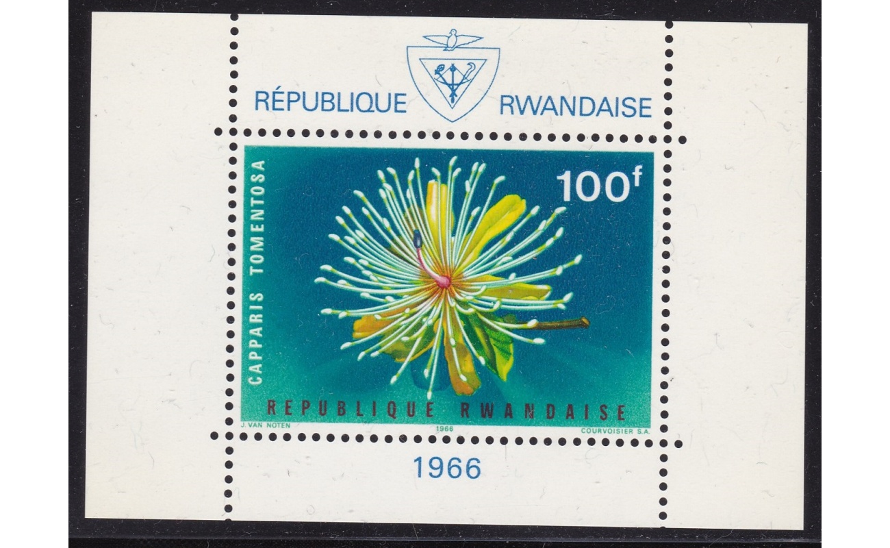 1966 REPUBLIQUE RUANDAISE, COB BL 6 Fleurs I° MNH/**