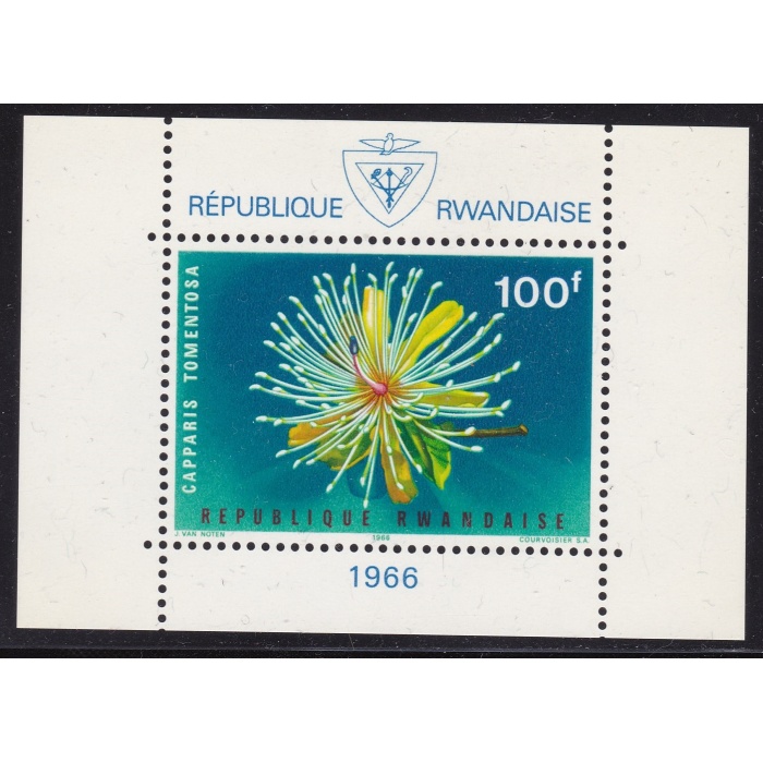 1966 REPUBLIQUE RUANDAISE, COB BL 6 Fleurs I° MNH/**