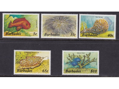 1985 BARBADOS - Fauna marina, IIa serie - Yvert n° 614/618 5 val. MNH/**