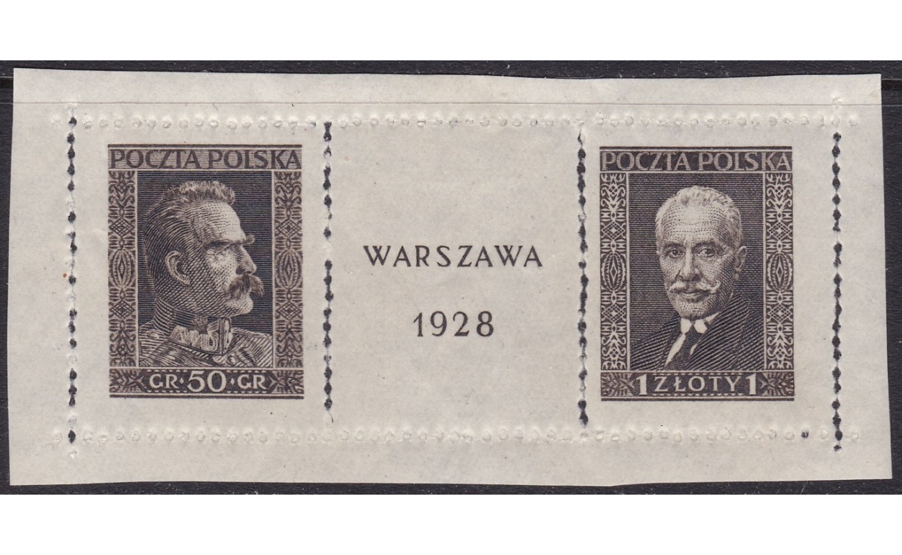 1928 POLONIA, Foglietto n. 1  Esposizione Filatelica di Varsavia , dentellatura verticale aperta - MNH**