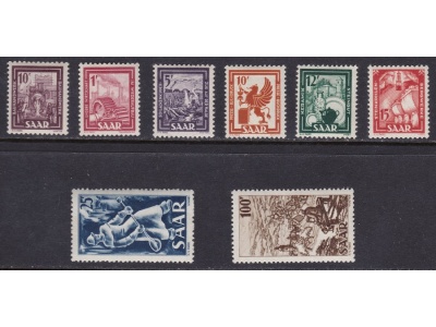 1949-50 SAARLAND/SARRE, n° 255/262 serie di 8 valori  MNH/**