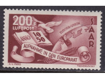 1950 SARRE, Consiglio di Europa ,Posta Aerea -  n° 13  MNH**
