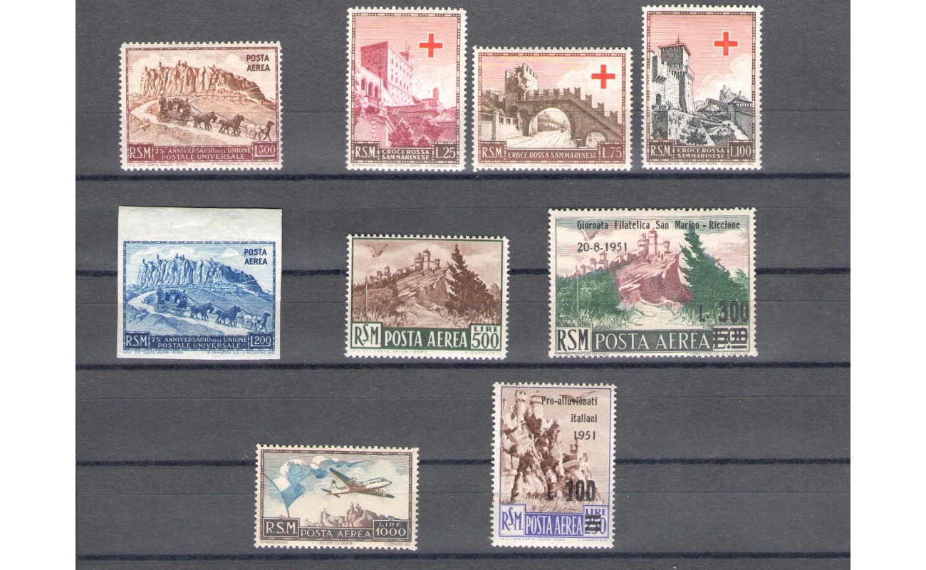 1951 San Marino , Annata Completa , Francobolli nuovi, 9 valori - MNH**