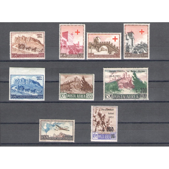 1951 San Marino , Annata Completa , Francobolli nuovi, 9 valori - MNH**