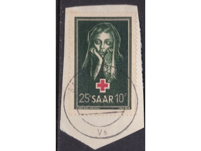 1951 SAARLAND/SARRE,  n° 292  USATO SU FRAMMENTO