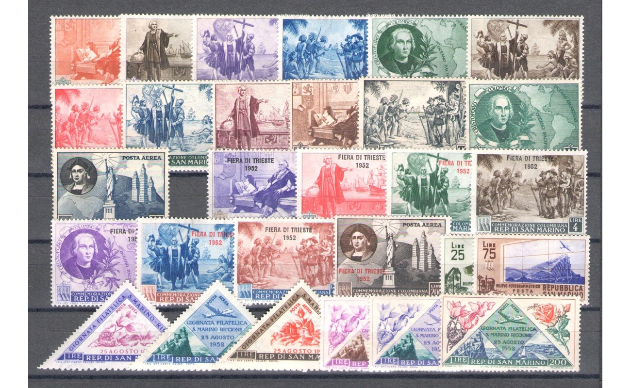 1952 San Marino Annata Completa , Francobolli nuovi , 29 valori - MNH**