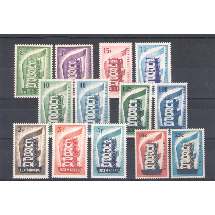 1956 EUROPA CEPT, annata completa, francobolli nuovi ,  6 paesi 13 valori , MNH**