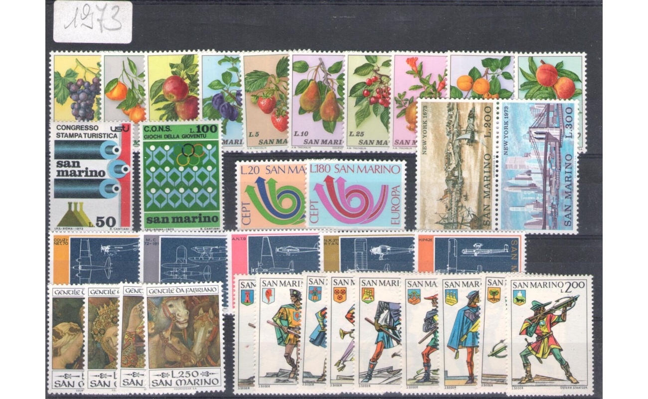 1973 San Marino, Annata Completa , francobolli nuovi 34 valori - MNH**