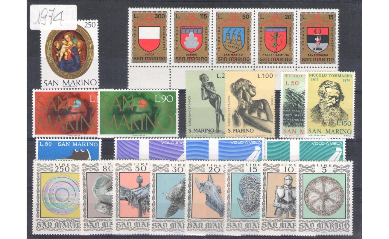 1974 San Marino , Annata Completa , francobolli nuovi 24 valori - MNH**