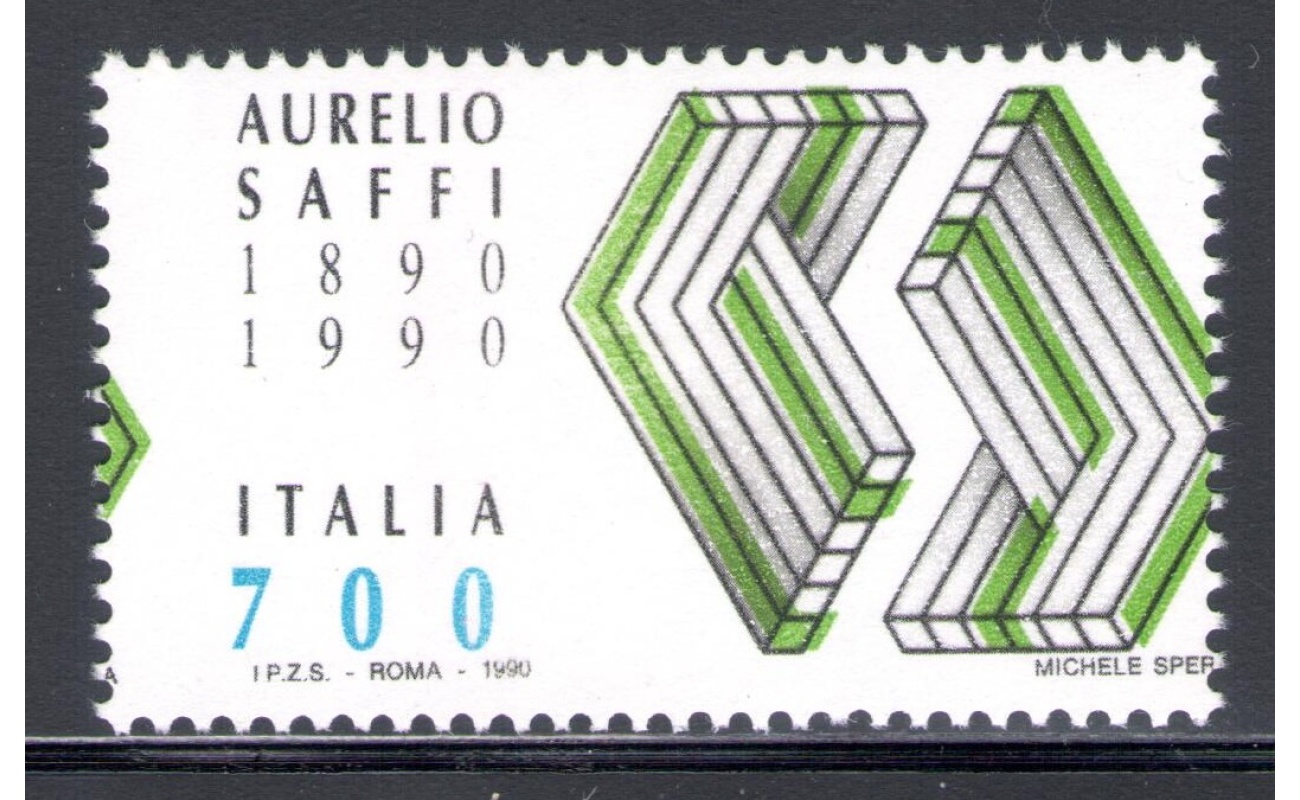 1990 Repubblica Italiana, SAFFI VERDE n° 1931 "Colore Verde" Francobollo Naturale n° 2049C RARO MNH**