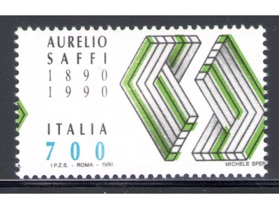 1990 Repubblica Italiana, SAFFI VERDE n° 1931 "Colore Verde" Francobollo Naturale n° 2049C RARO MNH**