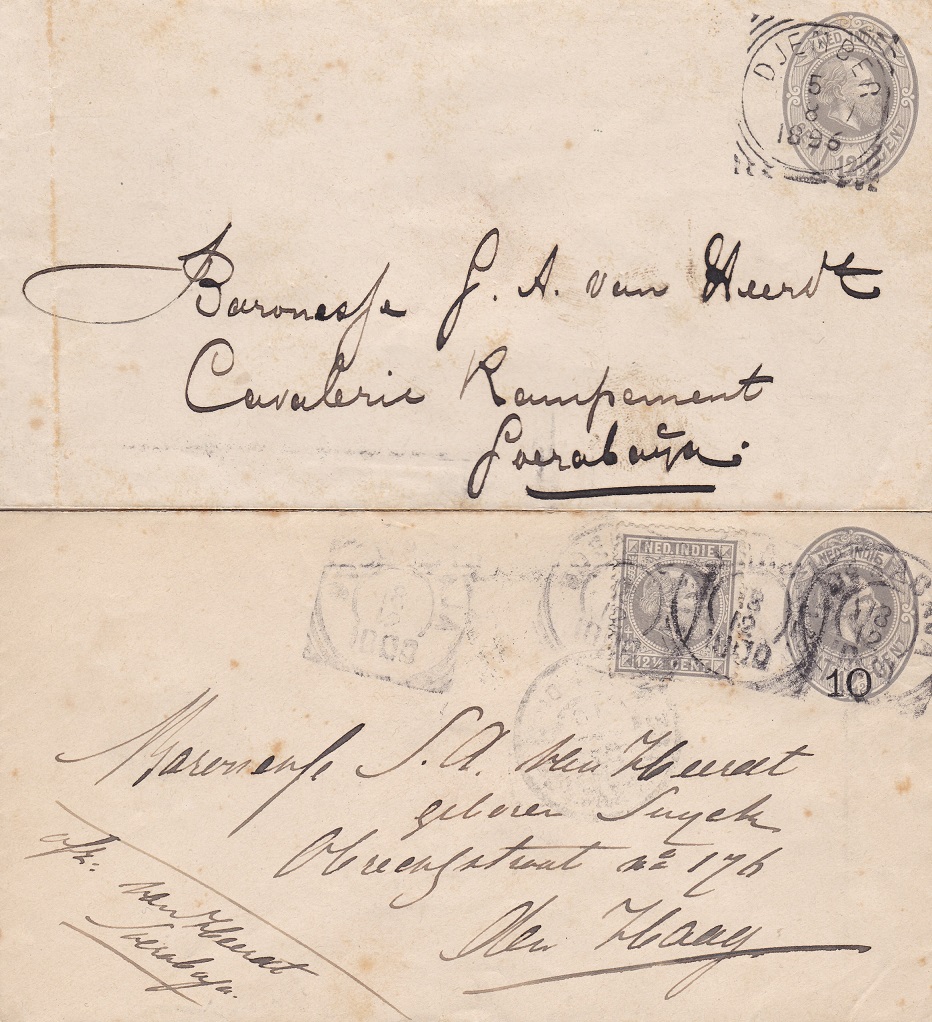 1896/1900 INDIE OLANDESI  2 INTERI POSTALI VIAGGIATI