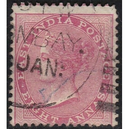 1865 INDIA, SG 65 8a. carmine Usato