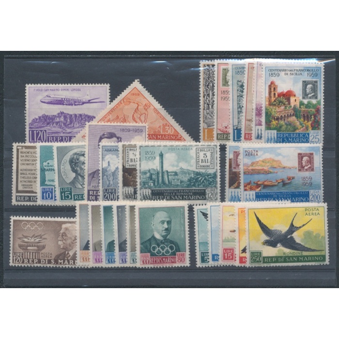 1959 San Marino Annata Completa , Francobolli nuovi , 29 valori - MNH**