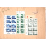 1954 SVIZZERA , Pro Patria Zum. 66/70 blocco di otto su 2 grandi buste