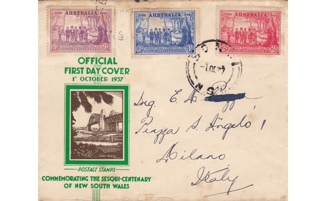 1937 AUSTRALIA - SG 193/195  direct to Milano (Italy), not common destination
