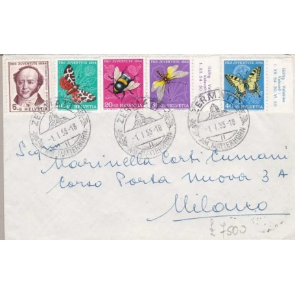 1957 SVIZZERA , Pro Juventute Zum. 168/172 su busta primo giorno
