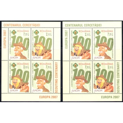 2007 EUROPA CEPT Romania 2 Foglietti BF 396A-396B Tematica Scouts MNH**