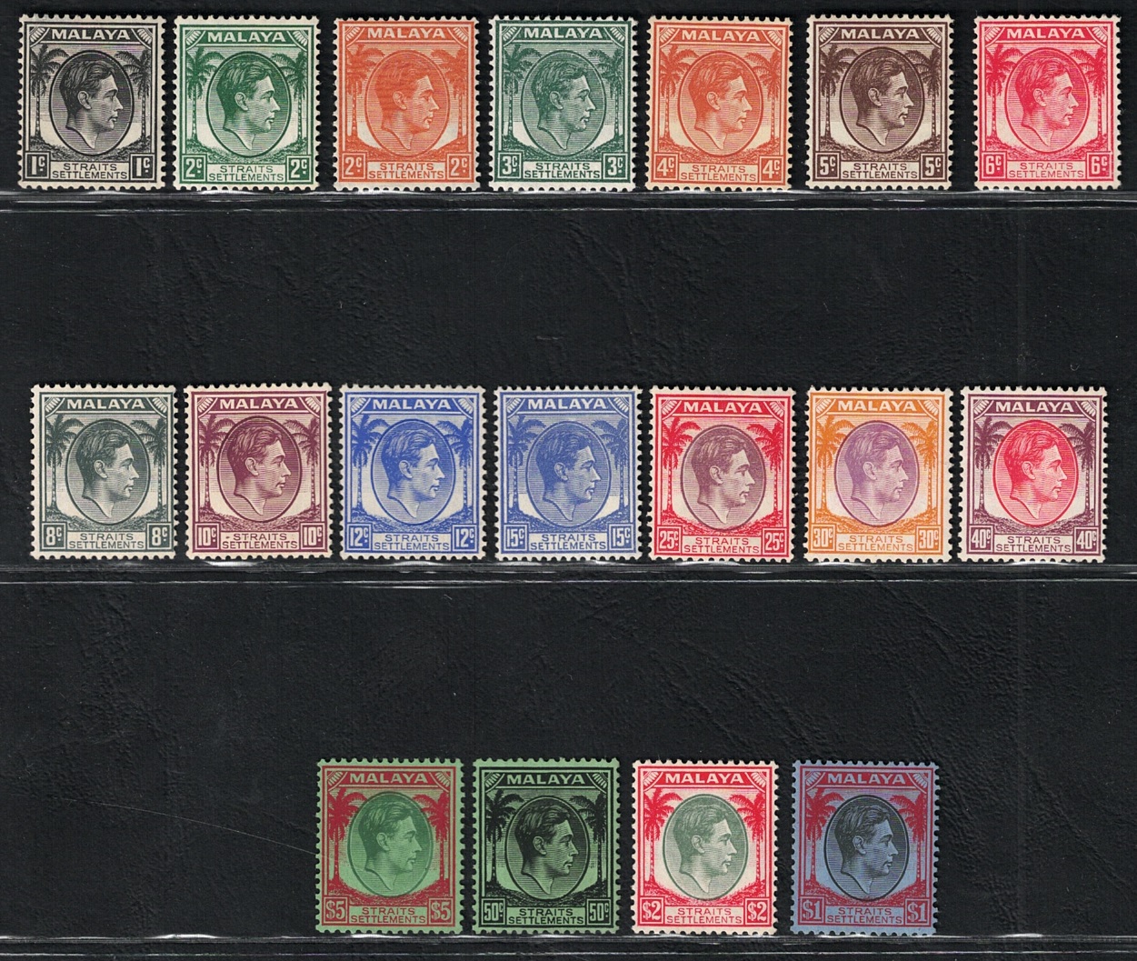 275 1937-41 Straits Settlements, Effige di Giorgio VI, SG # 278/98, MNH** - immagine 1