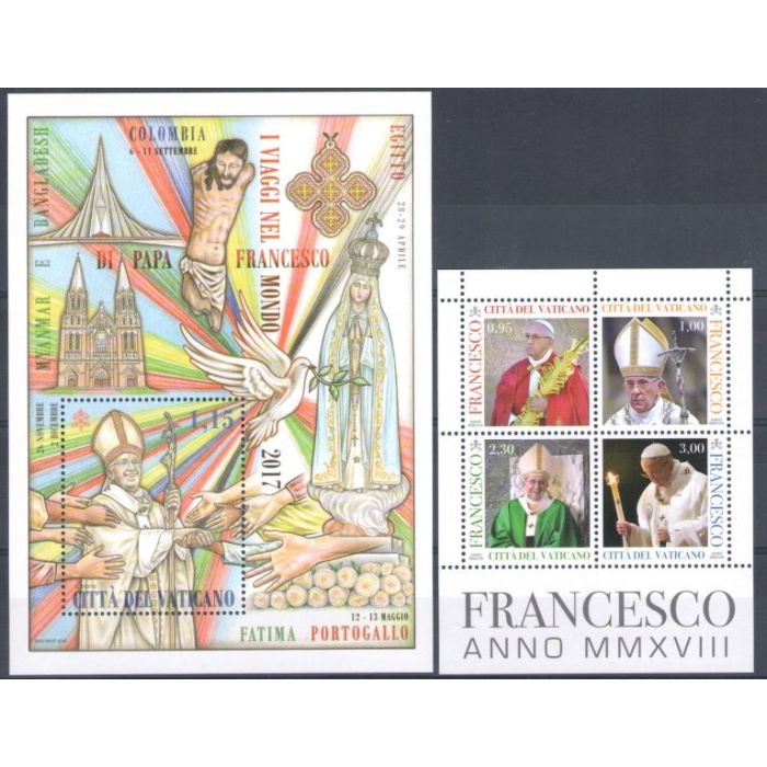 2018 Vaticano , francobolli nuovi , Annata completa 28 valori + 4 Foglietti + 1 Libretto Santo Natale  - MNH **