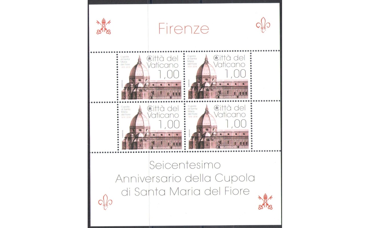 2018 Vaticano ,  Minifoglio n. 1797 , 600° Anniversario Cupola di Santa Maria del Fiore , nuovo e perfetto  - MNH **