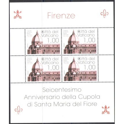 2018 Vaticano ,  Minifoglio n. 1797 , 600° Anniversario Cupola di Santa Maria del Fiore , nuovo e perfetto  - MNH **