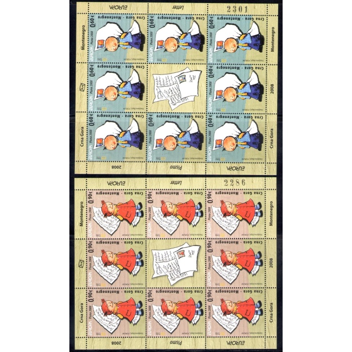 2008 EUROPA CEPT Montenegro, 1 minifoglio di 9 valori , MNH**