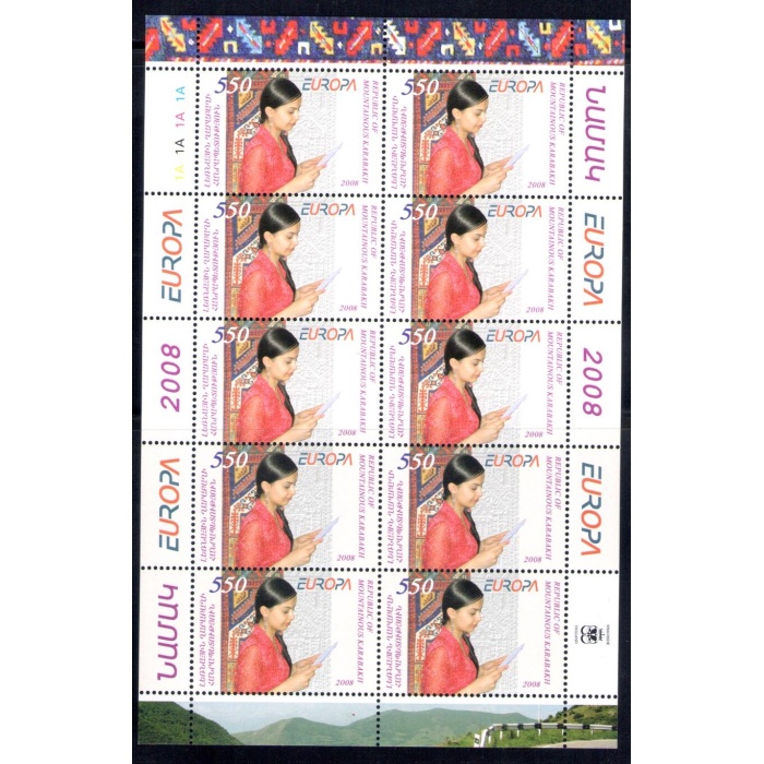 2008 EUROPA CEPT Nagorno Karabakh , Republic of Mountainous Karabakh , 3 minifogli di 10 valori , MNH** RARI