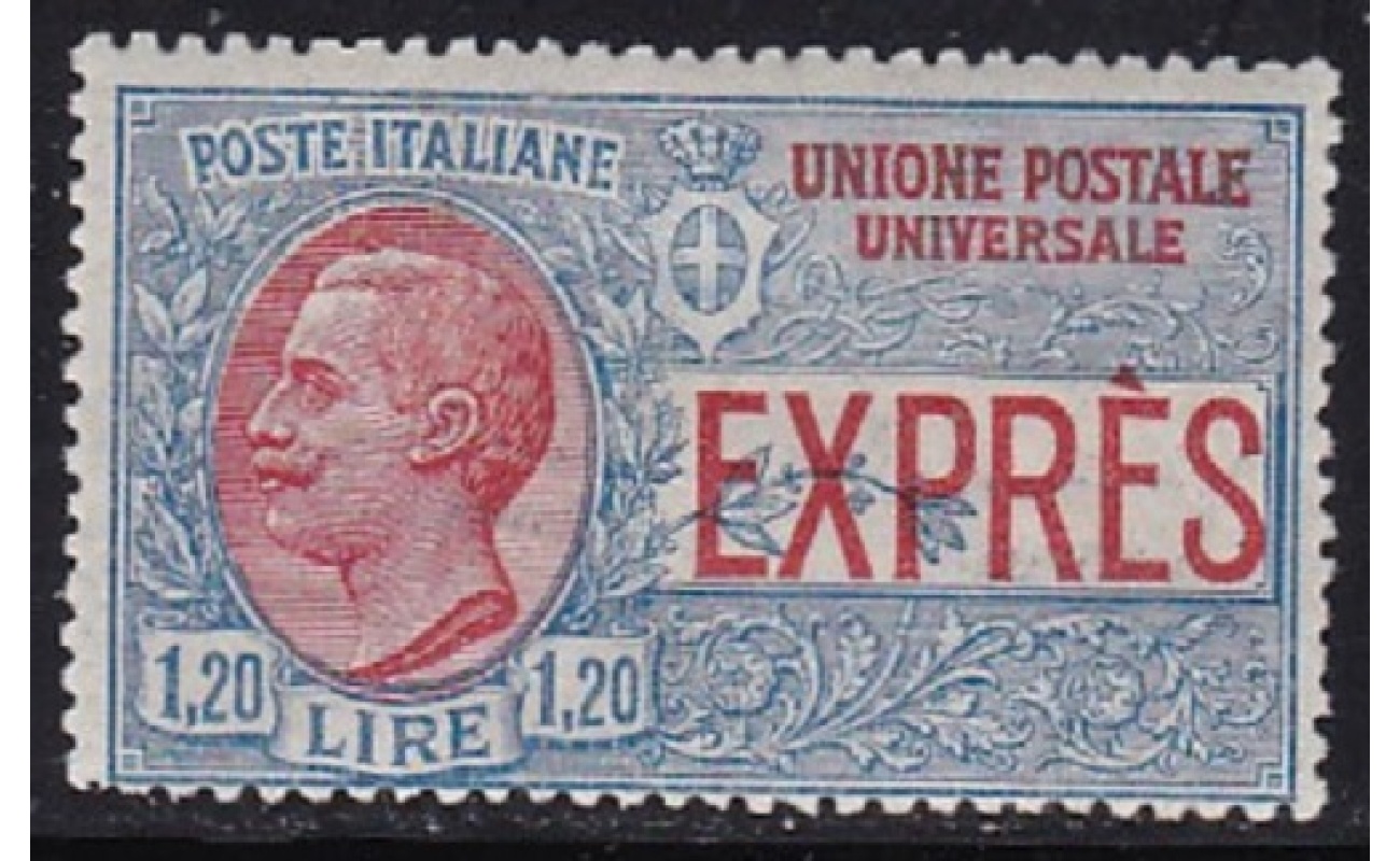 1922 ITALIA - REGNO, Lire 1,20 azzurro e rosso Espresso n° 8  MNH**